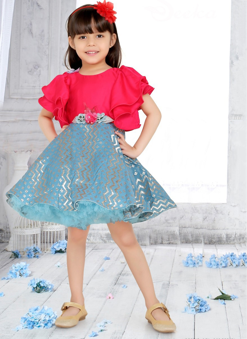 Pink And Blue Latest Baby Dress (Set Of 4 pcs) Catalog